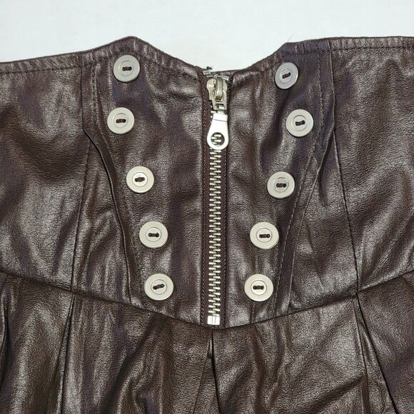 Mustard Seed Faux Leather Mini Skirt Dark Brown - Size Large - Picture 2 of 4